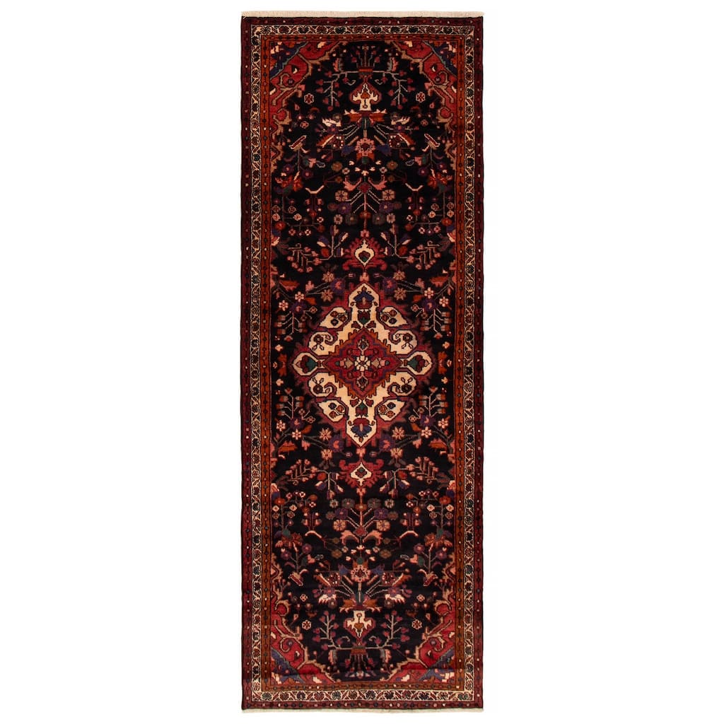 ECARPETGALLERY Hand-knotted Anatolian Vintage Navy Wool Rug - 3'7 x 10'5