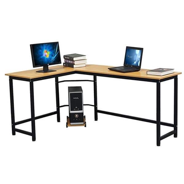 L Shaped Desktop Computer Desk Beech Wood Color Overstock L Shaped Desktop Computer Desk Beech Wood Color Overstock