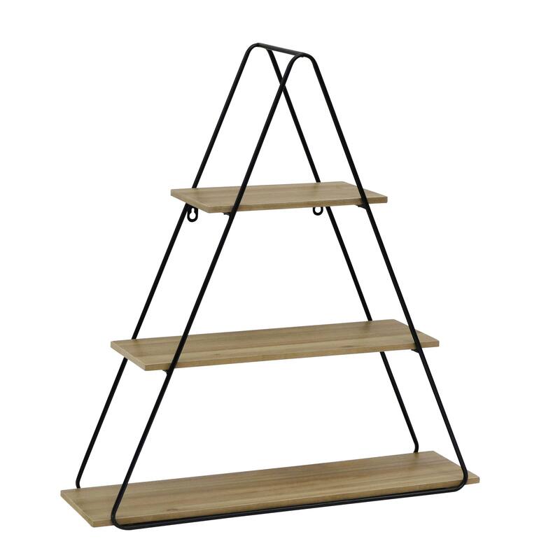 25.5" Brown and Black Triangle Decorative Wall Shelf