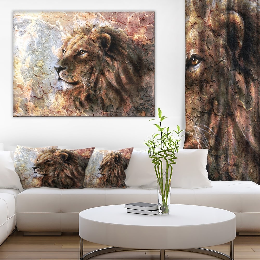 Designart "Peaceful Lion" Animal Art On Canvas