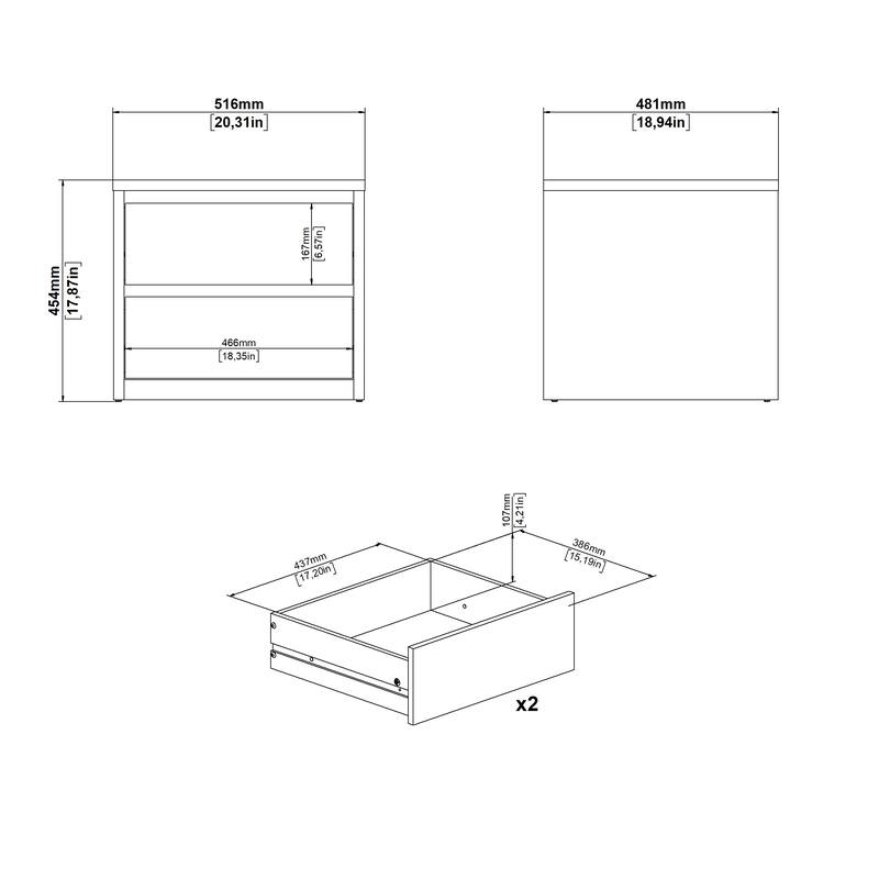 Porch & Den Next 17-Inch Tall 2-Drawer Nightstand End Table