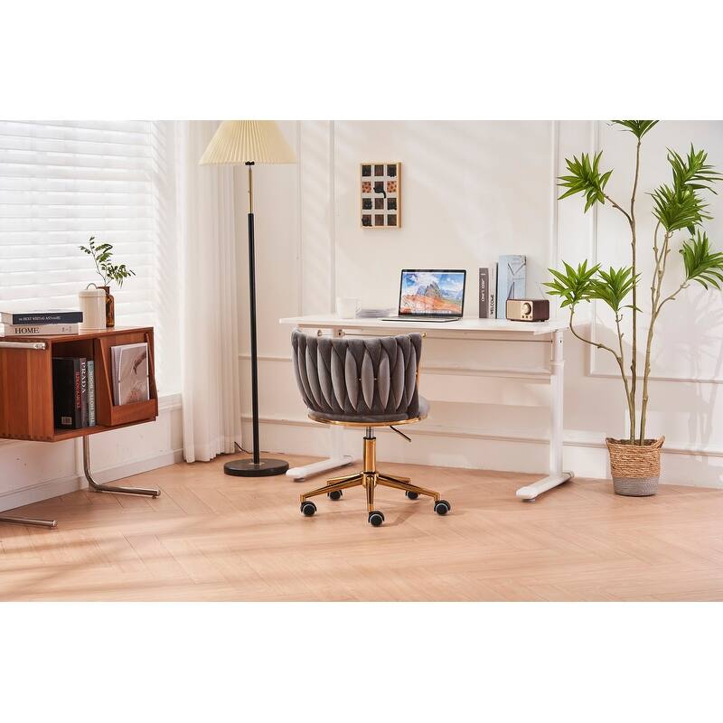 Modern/Luxury Upholstered Adjustable Swivel Office Chair with Wheels