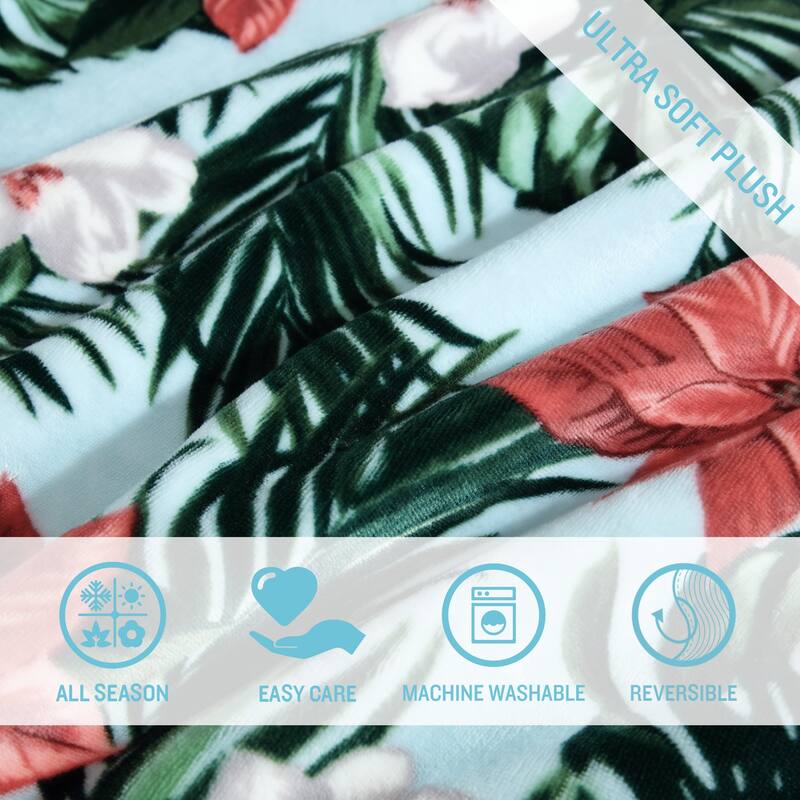Tommy Bahama Printed Reversible Ultra Soft Plush Throw Blanket