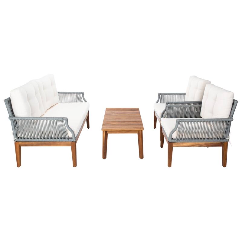 SAFAVIEH Outdoor Living Winslo 4-Piece Patio Set - 57"W x 30"D x 31"H