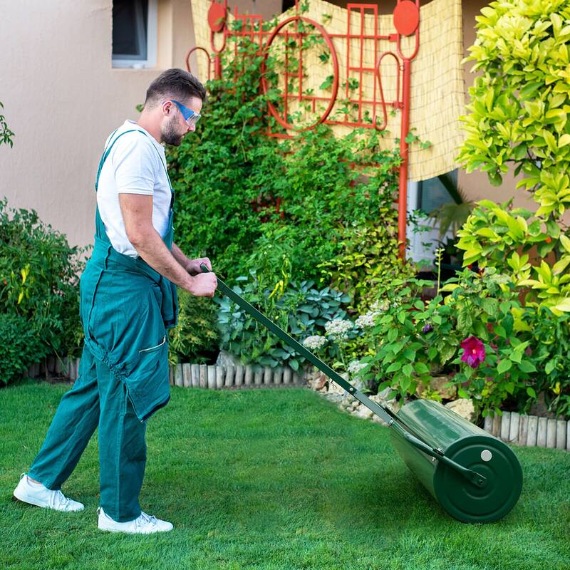 Gymax Lawn Roller Push/Tow Behind a Tractor Sod Drum Roller for Park