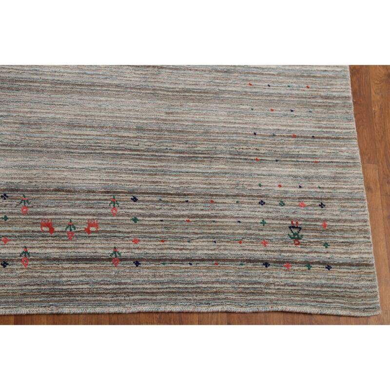 Striped Gabbeh Indian Area Rug Handmade Tribal Wool Carpet - 9'0"x 11'6"
