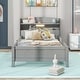 preview thumbnail 2 of 22, Antique Grey Wood Twin Size Platform Bed with LED Light, Storage Headboard, and Safety Guardrail