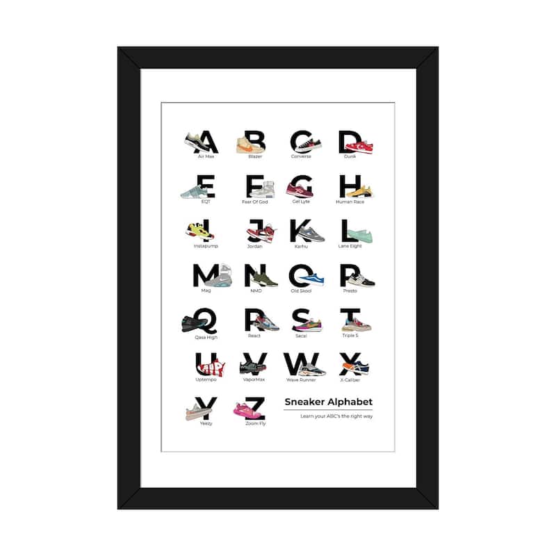 iCanvas "Sneaker Alphabet" by avesix - Black - 32x24x1