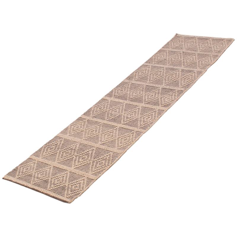 ECARPETGALLERY Braid weave Sienna Cream, Grey Wool Rug - 2'8 x 10'2