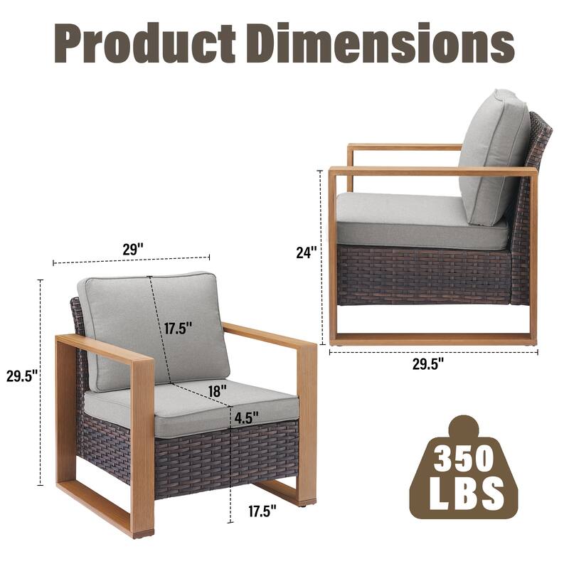 Gymojoy 2 Pieces PE Rattan Wicker Chairs with Cushion