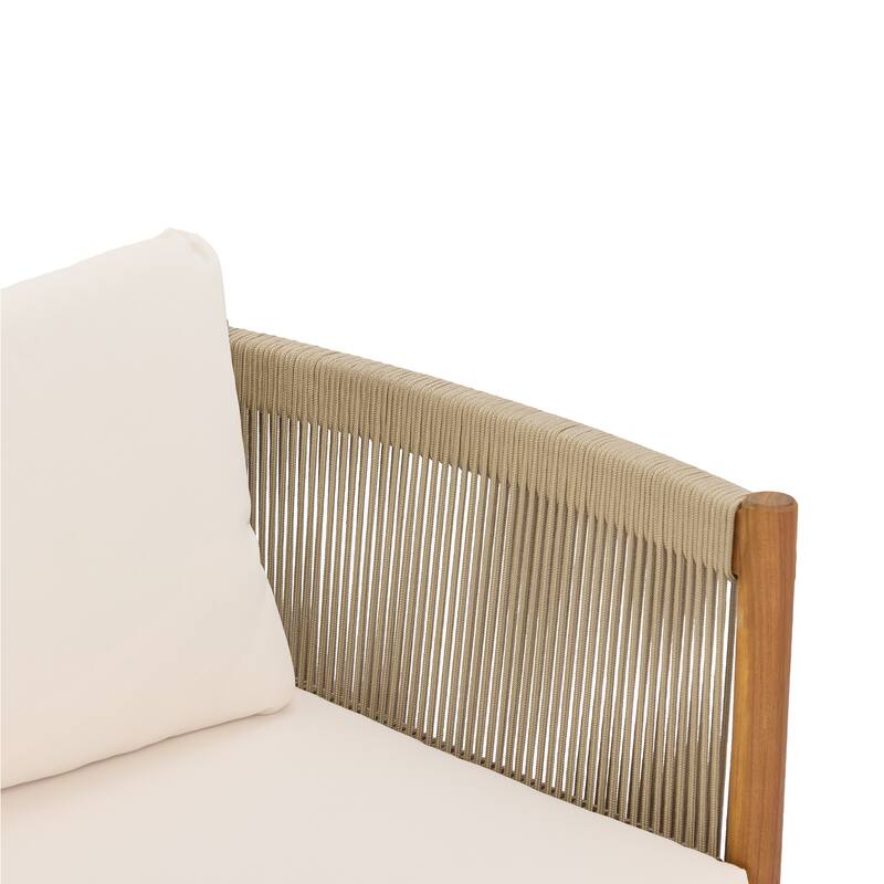 Christopher Knight Home - Outdoor Acacia Wood 4-Piece Patio Sofa Set with Rope Panels and Cushions