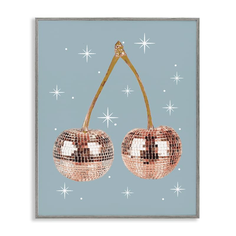 Stupell Luminous Glam Cherries Framed Giclee Art Design By Lil' Rue - 11 x 14 - Grey