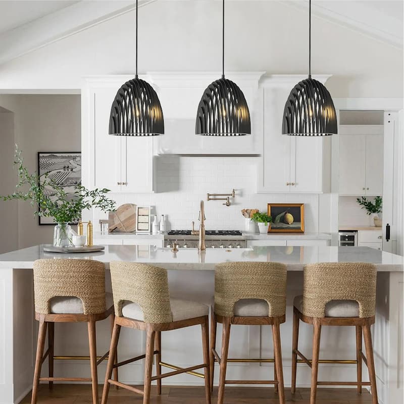 Modern 1-Light Simple Creativity Dome Metal Hollow Pendant Light for Kitchen Island