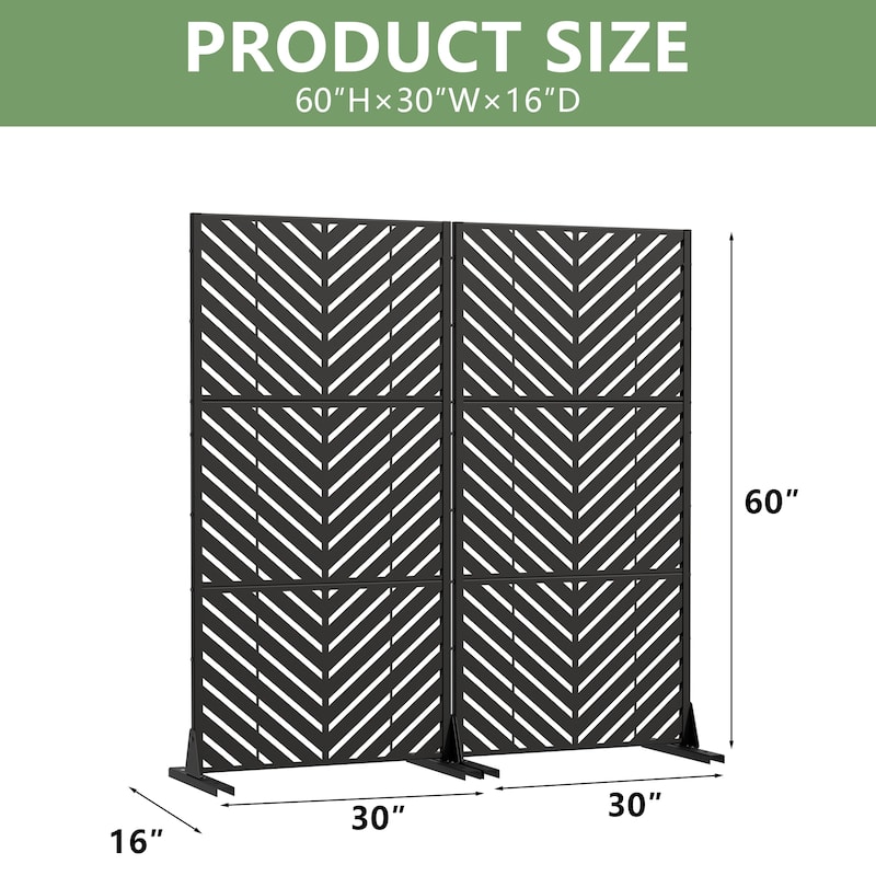 Outdoor Privacy Screen with Stand for Patio Garden Metal Fence Set of 2