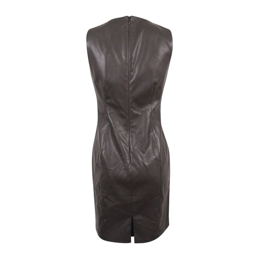faux leather sheath dress