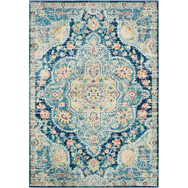 Hal Vintage Boho Traditional Pink Medallion Area Rug