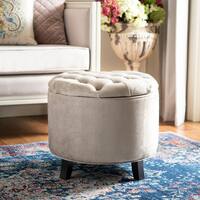 Safavieh Amelia Mushroom Taupe Tufted Storage Ottoman