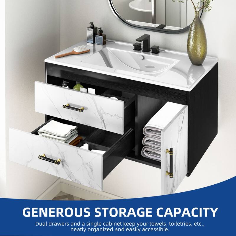 Moasis 36" Floating Bathroom Vanity with Sink And 2 Drawers