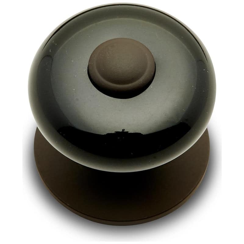 RK International CK-31-FLAT-BTN-LG Porcelain 1-1/4" Round Classic Flat - Oil Rubbed Bronze / Black