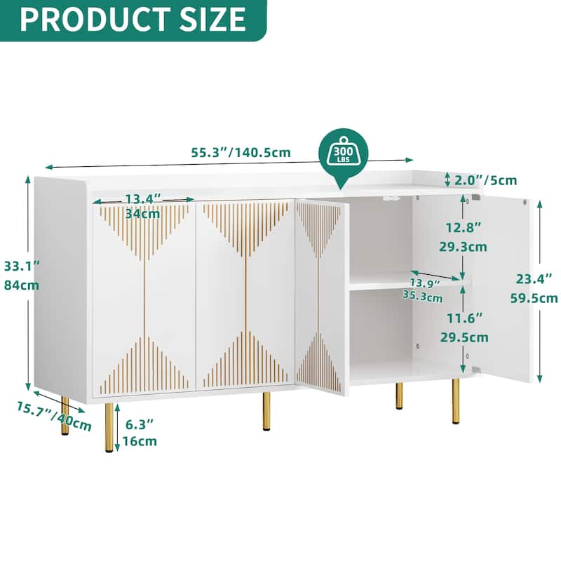Moasis Modern Sideboard Buffet Cabinet with Storage, 55'' Kitchen Storage Cabinet Coffee Bar Cabinets for Dining Room