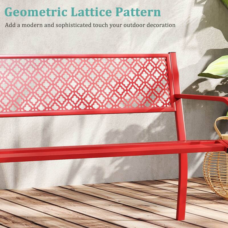 Costway 50" Outdoor Garden Bench with Geometric Lattice Backrest - See Details