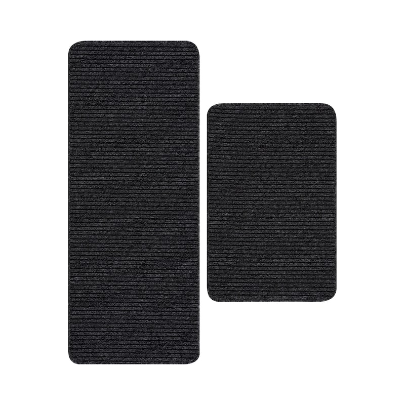 Beverly Rug Non Slip Washable Kitchen Rugs and Mats 2 Piece Set, 48"x20" + 30"x20"