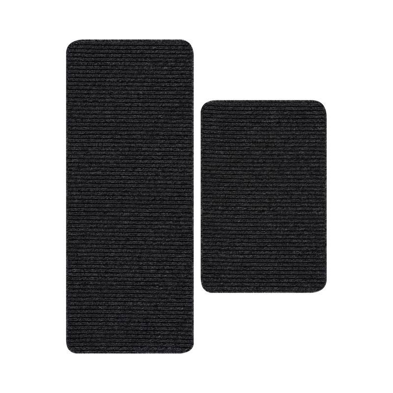 Beverly Rug Non Slip Washable Kitchen Rugs and Mats 2 Piece Set, 48"x20" + 30"x20"