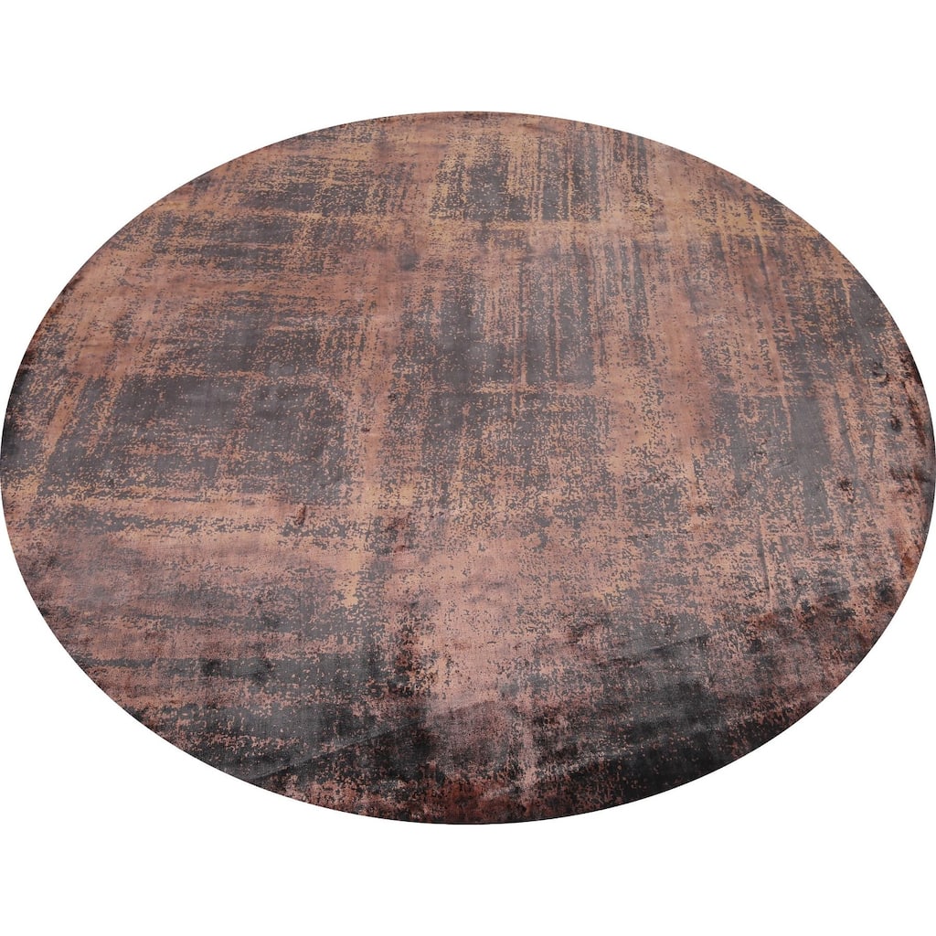 Abstract Indian Round Rug Hand-Knotted Wool Carpet - 9'2"x 9'2"