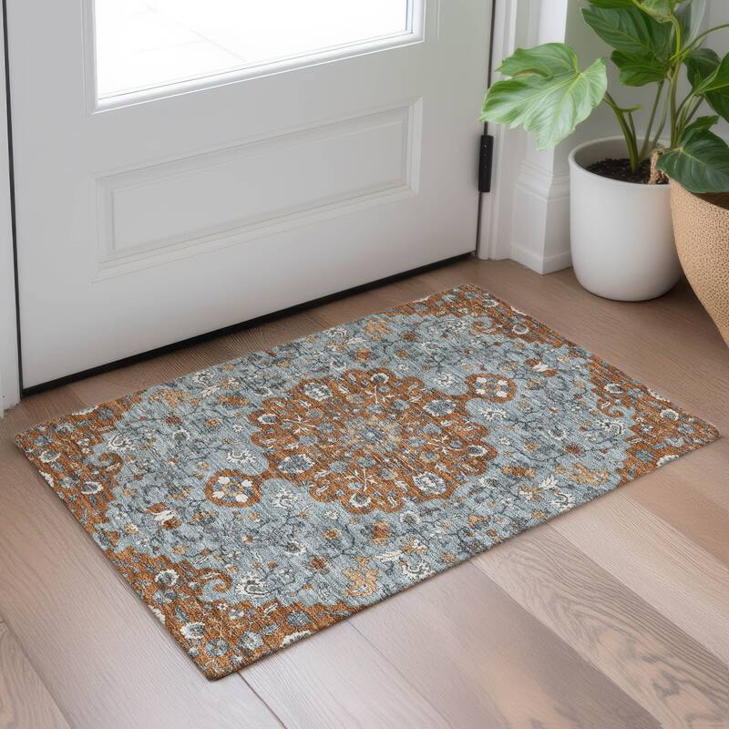 Machine Washable Indoor/ Outdoor Traditional Savannah Chantille Rug
