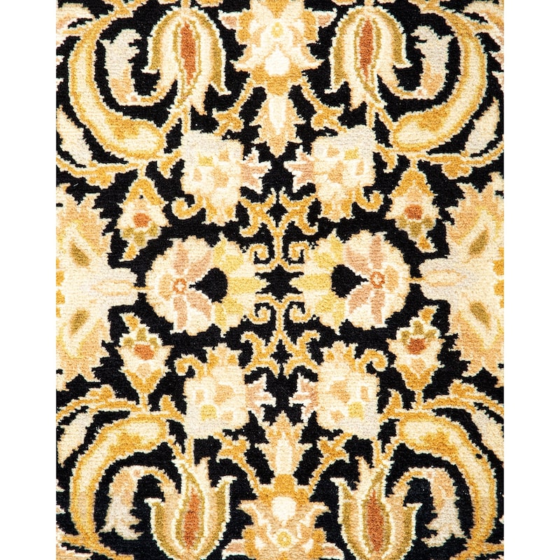 Overton Hand Knotted Wool Traditional Oriental Black Area Rug - 4' x 6'