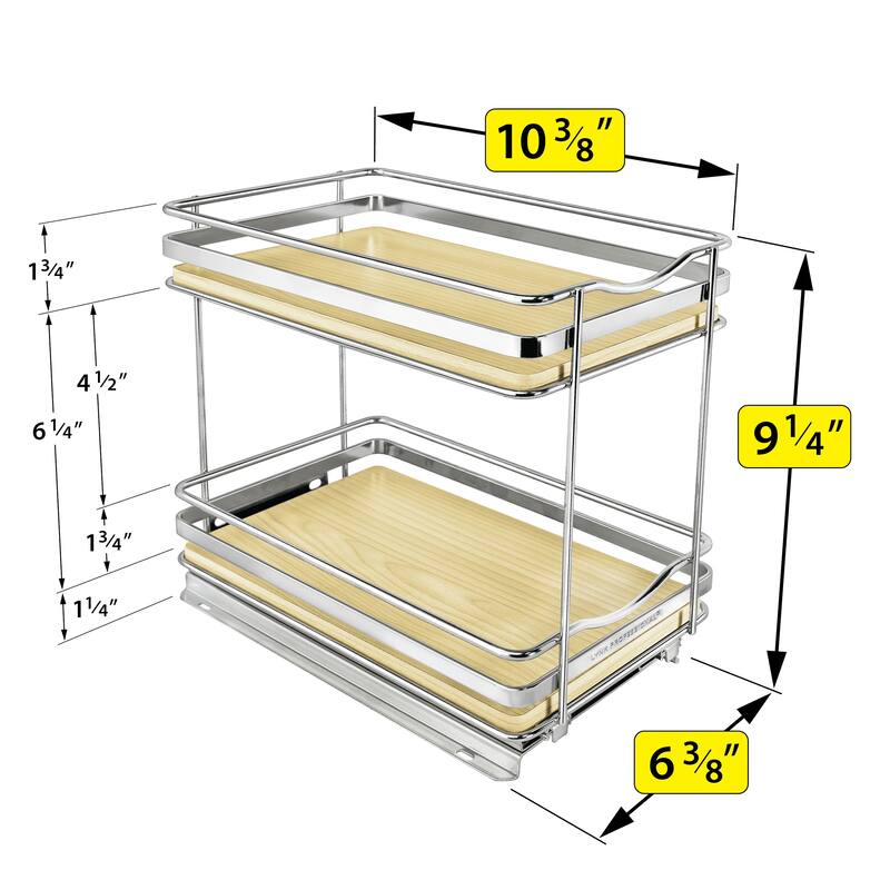 LYNK PROFESSIONAL® Élite™ Pull Out Spice Rack Organizer for Cabinet - 6-1/4 inch W - Lifetime Ltd Warranty, Wood- 2 Tier
