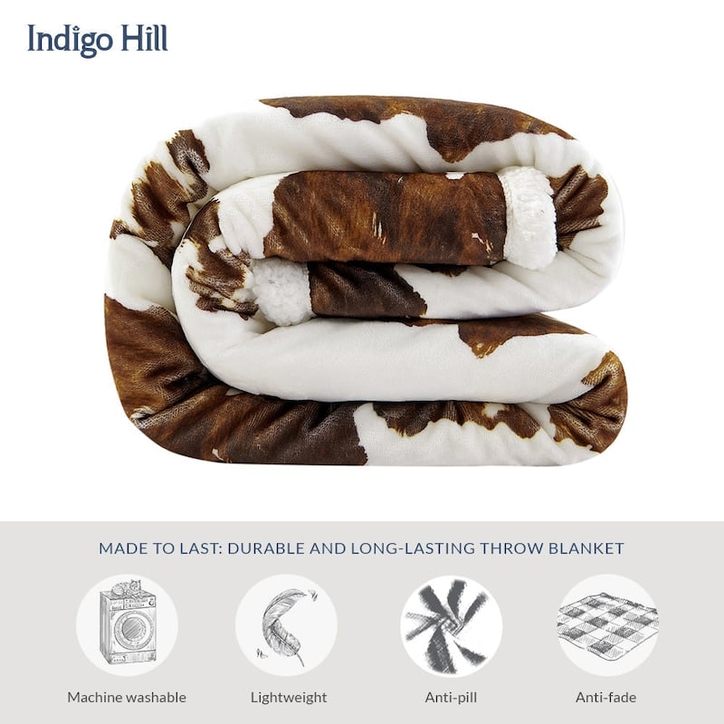 Indigo Hill by HiEnd Accents Campfire Sherpa Fleece Throw, 1PC or 3PC