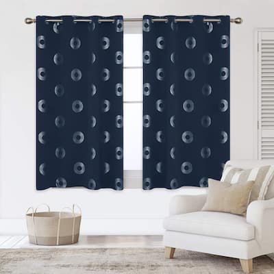 Concentric Circles Pattern Room Darkening Curtain 2 Panels