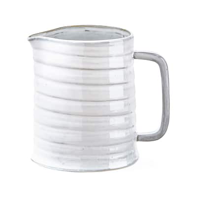 Farmhouse Milk Reactive Glazed Stoneware Water Beverage Pitcher, 40 oz.