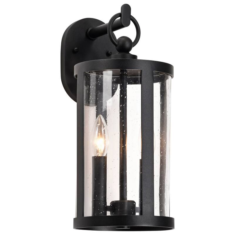 Broadstone 2 Light Large Wall Lantern Matte Black with Clear Seeded Glass