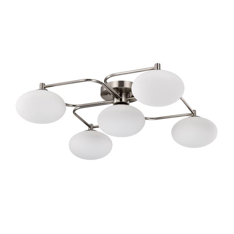 Camris 5-Light Nickel Chandelier Frosted Glass Shades