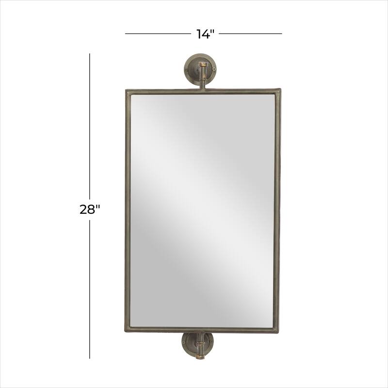 Wood Industrial Wall Mirror 28 x 14 x 7 - 14 x 7 x 28