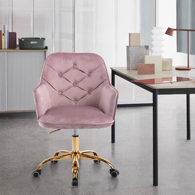 Modern Velvet Swivel Shell Chair with Casters, Adjustable Lift Seat