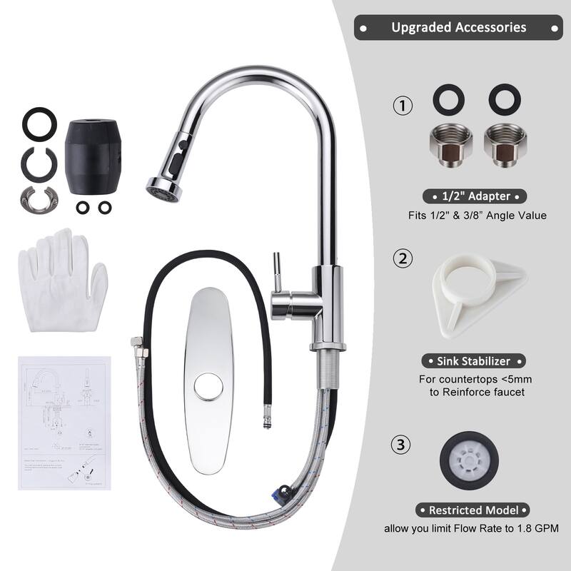 WOWOW Single Handle Pull Down Sprayer Kitchen Faucet