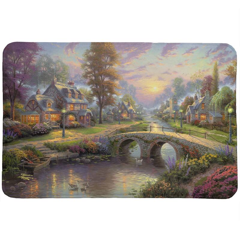 Thomas Kinkade Sunset on Lamplight Lane Memory Foam Rug by Laural Home
