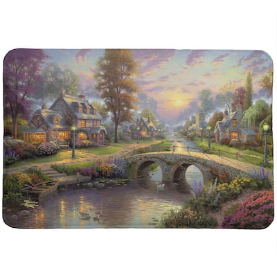 Thomas Kinkade Sunset on Lamplight Lane Memory Foam Rug by Laural Home