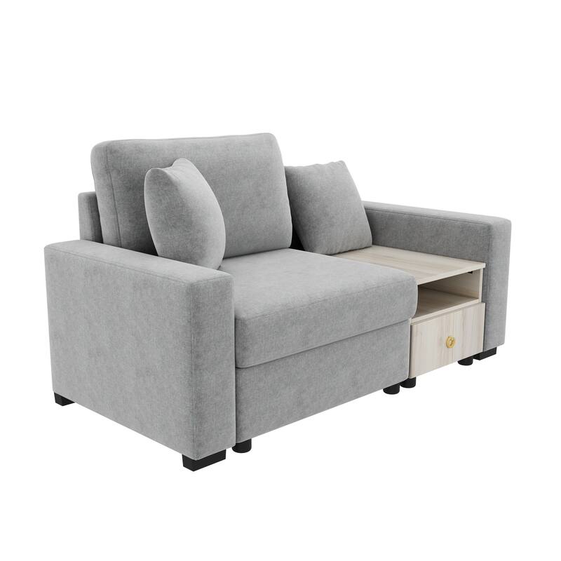 Modern Sofa Couch 63.2" Modular Sofa Upholstered Sofa Couch with Storage Armrest and Center Console for Living Room