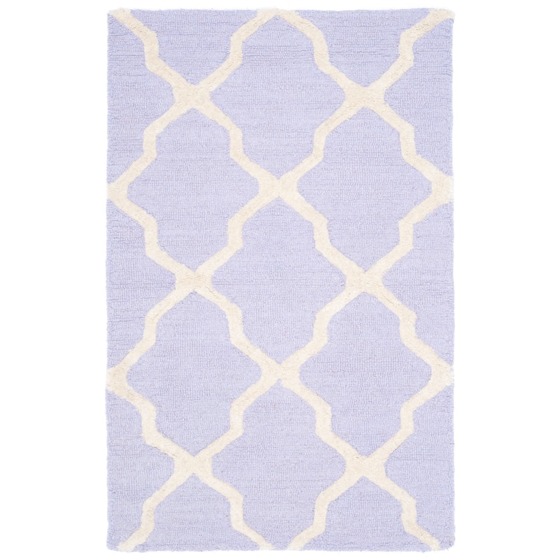 SAFAVIEH Handmade Cambridge Eirny Moroccan Trellis Wool Rug - 2'6" x 4' - Lavander/Ivory