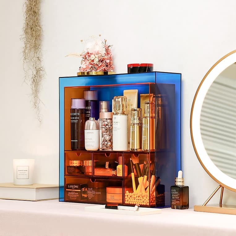 Modern Acrylic Organizer Candle display holder Rack - Blue