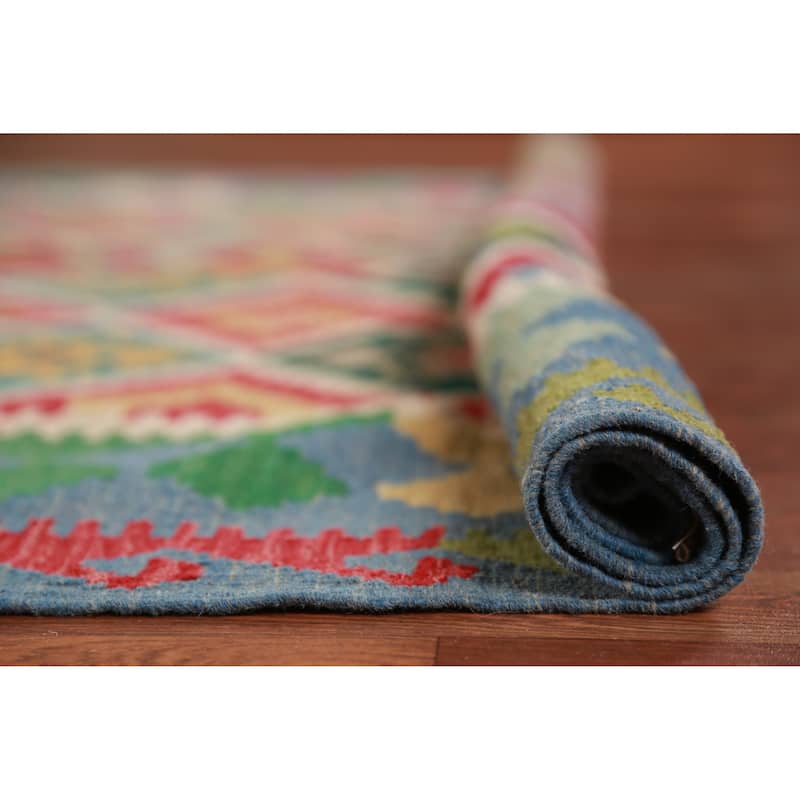 Kilim Oriental Area Rug Flatweave Wool Carpet - 5'11" x 8'3"
