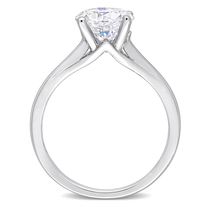 Miadora 2ct DEW Moissanite Classic Solitaire Engagement Ring in 10k White Gold