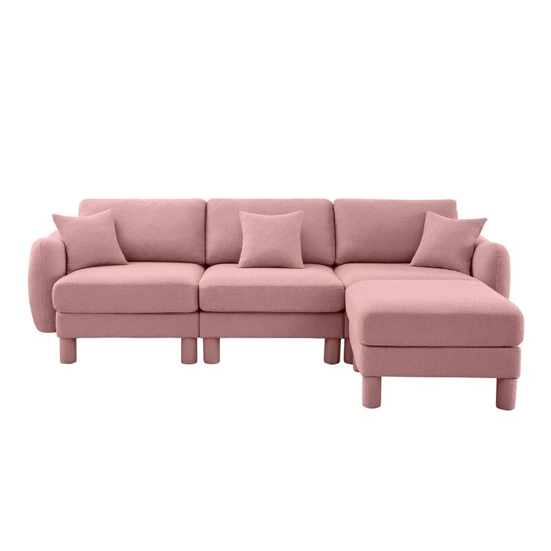109.4" 3-Seater Modern Upholstered Sofa Couch, Deep-Seat Sectional Sofa with Shell-Shaped Armrests, Leisure Sofa for Living Room