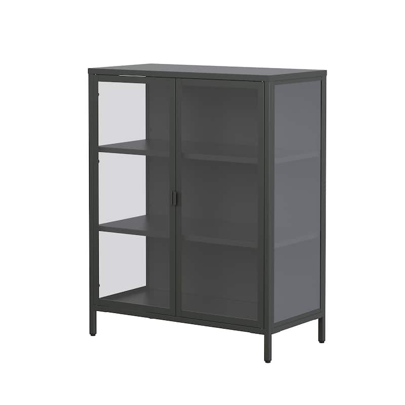 Benzion 39.96 inch Black Two Door Metal Storage Cabinet with Clear Doors