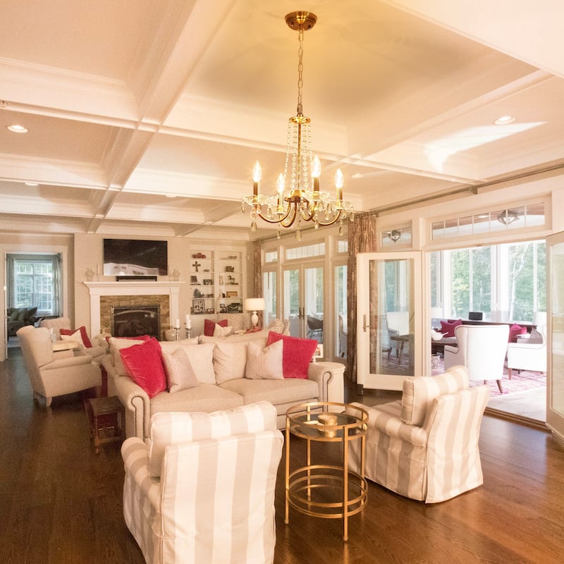 4-Light Candle Style Chandelier with Crystal Accents for Living Room Bedroom