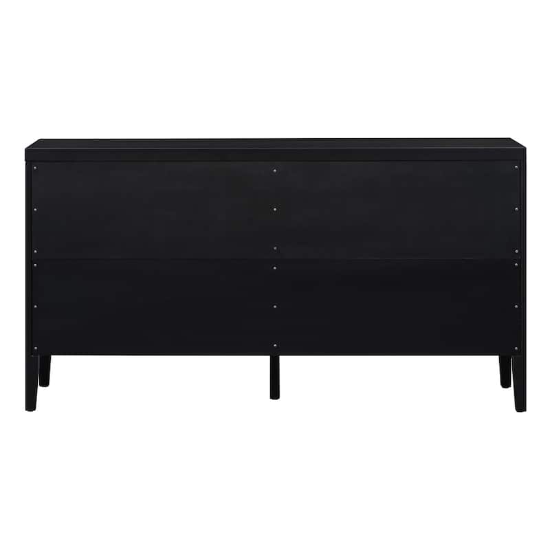 Retro Sideboard with Circular Groove Design Round Metal Door Handle
